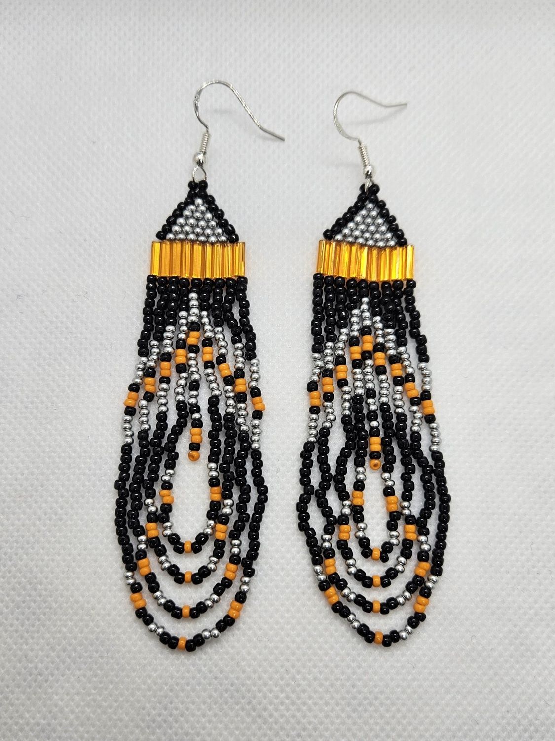 Beaded Earrings Geometric  Shiny Orange