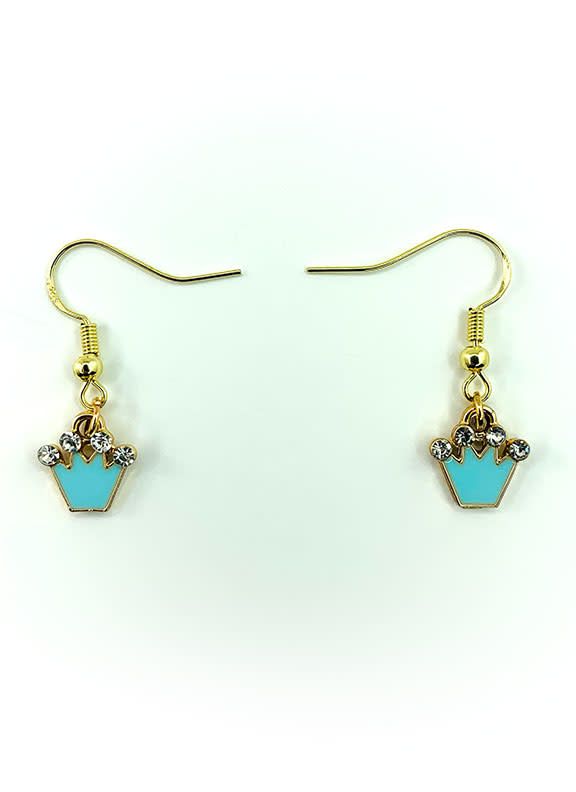 Earrings Blue Crown with Jewels