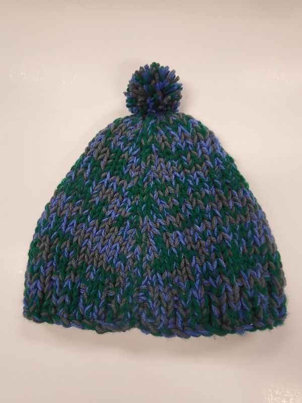 Knitted Toque Gray/Green/Blue