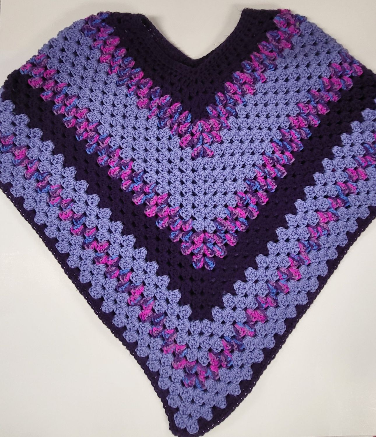Adult Small Poncho Black/Blue/Pink