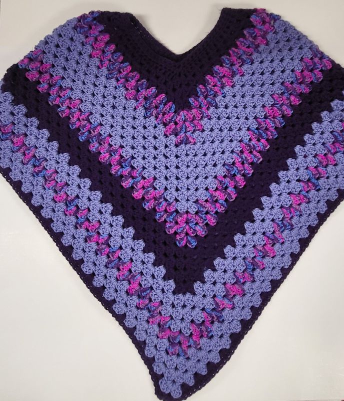 Adult Small Poncho Black/Blue/Pink