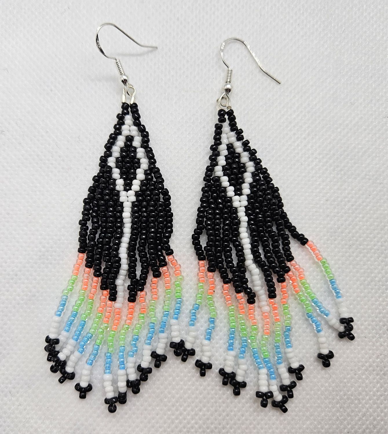 Beaded Earrings Diamond Pattern Neon