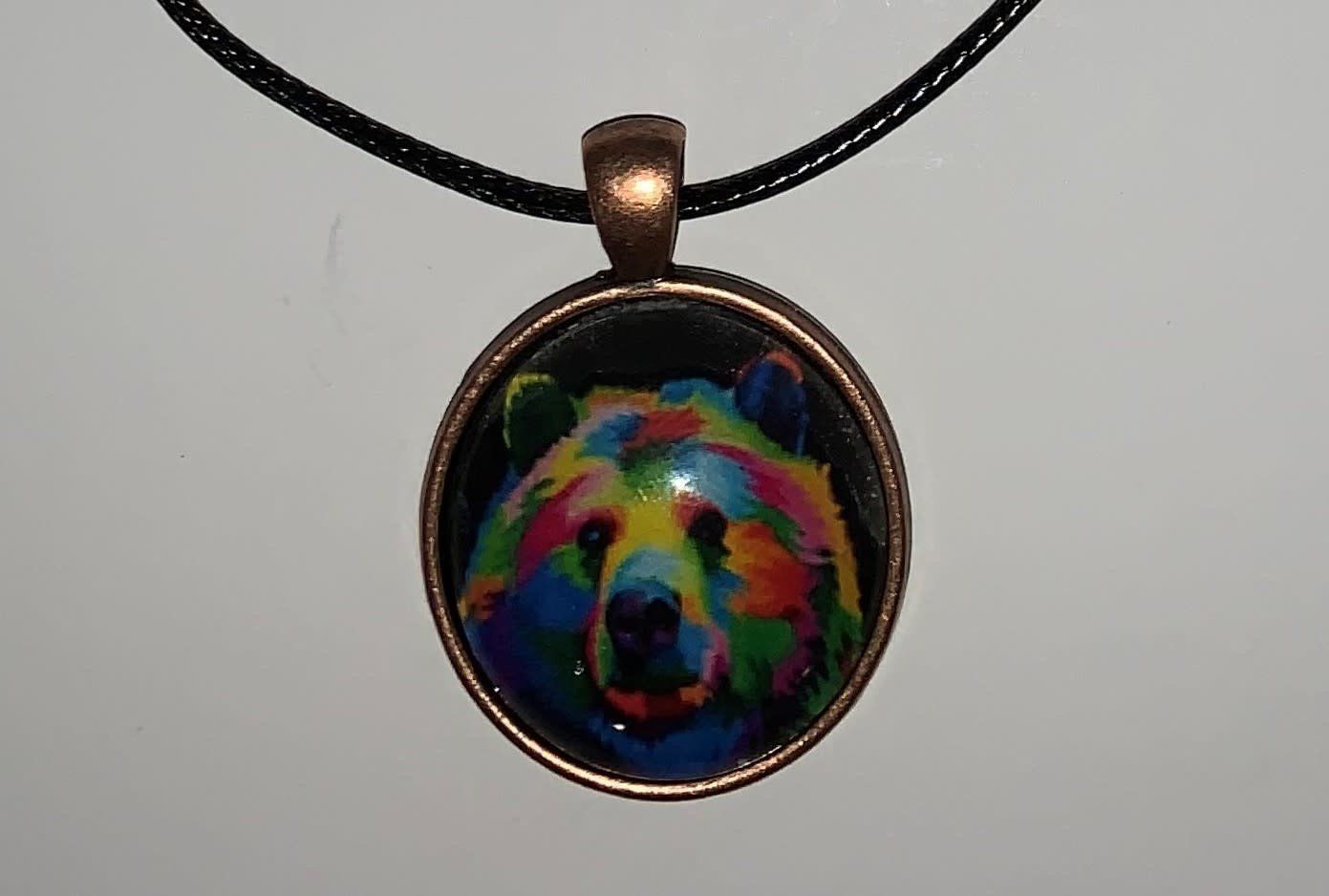 Cabochon Necklace Bear in Copper Settings
