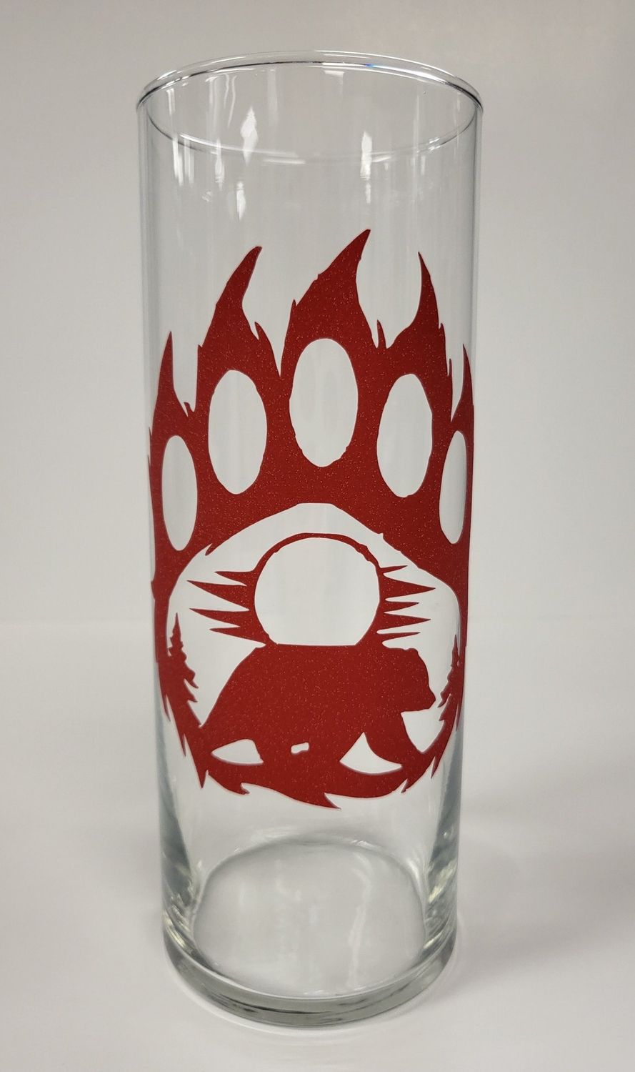 Sparkle Bear Paw Red Vase