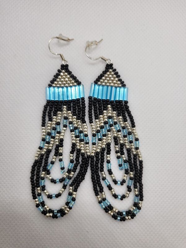 Beaded Earrings Geometric Light Blue