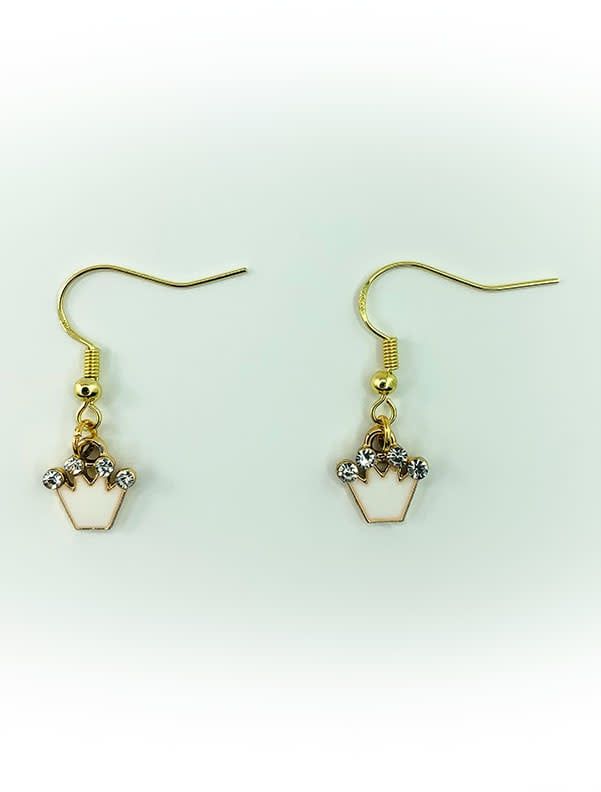 Earrings White Crown with Jewels
