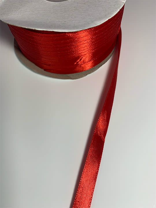 Double Faced Satin Ribbon - 3/8&quot; wide, Color: Red
