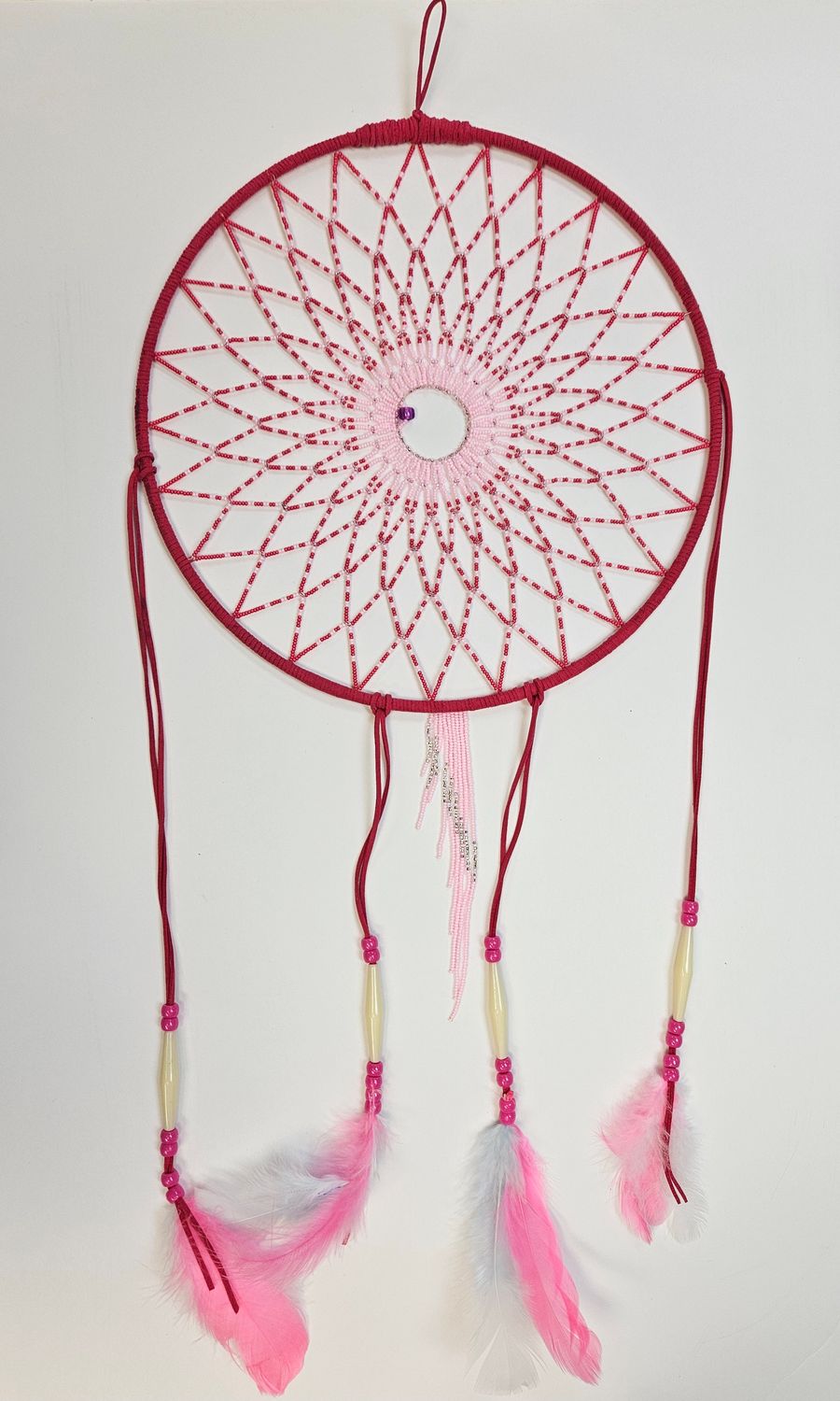 Beaded Dreamcatcher - Pink 12inch diameter