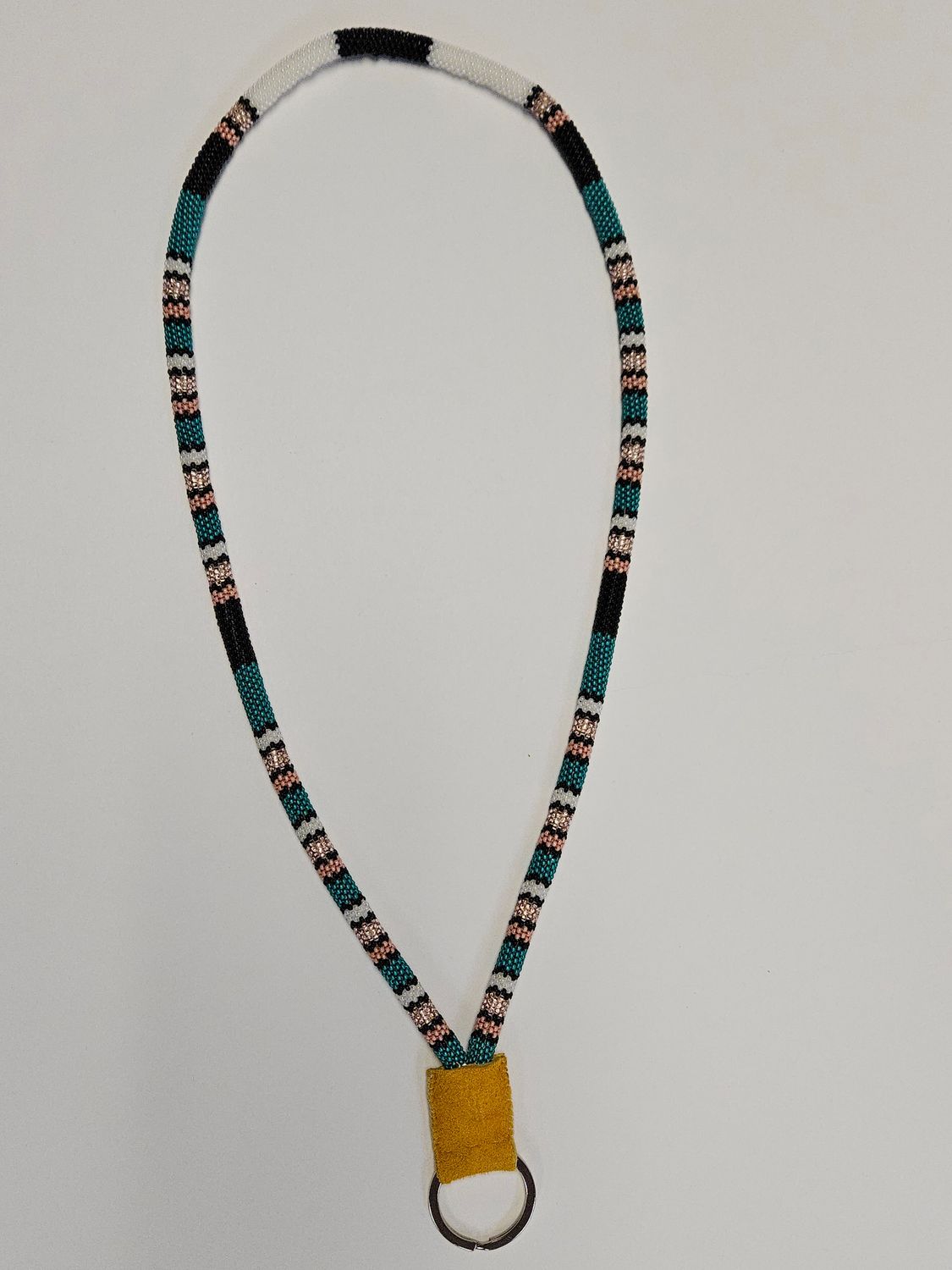 Beaded Lanyard (Metallic Green, black, pearl, pink)