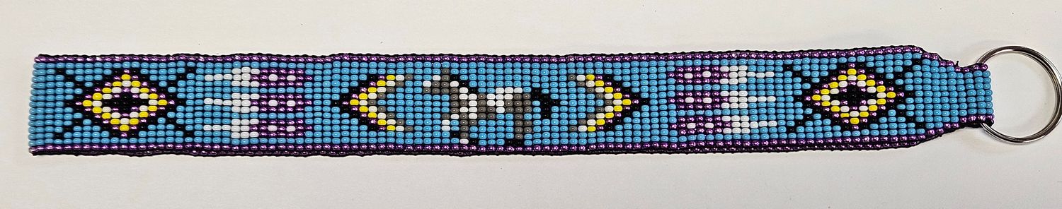 Beaded Lanyard Loom Horse (Metallic Purple, Grey, White, Black and Blue)