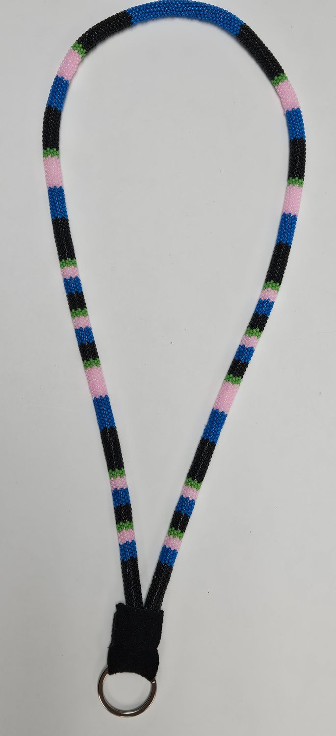 Beaded Lanyard (Blue, Pearl Pink, Green &amp; Black)