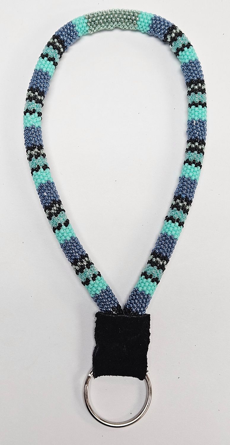 Beaded Wristlet (Metallic Blue, Black, Turquoise)