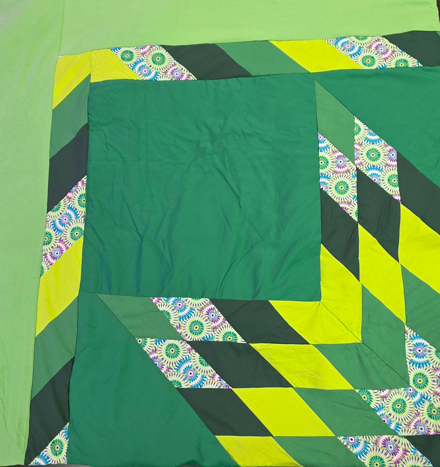 Starblanket - Green, Lime Green, Dark Green &amp;  Mixed Print (Size Double)