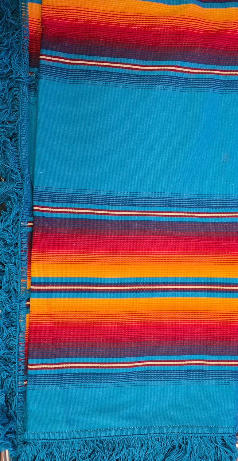 Pendleton - Serape Fringed Shawl - Turquoise Blue