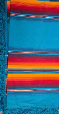 Pendleton - Serape Fringed Shawl - Turquoise Blue