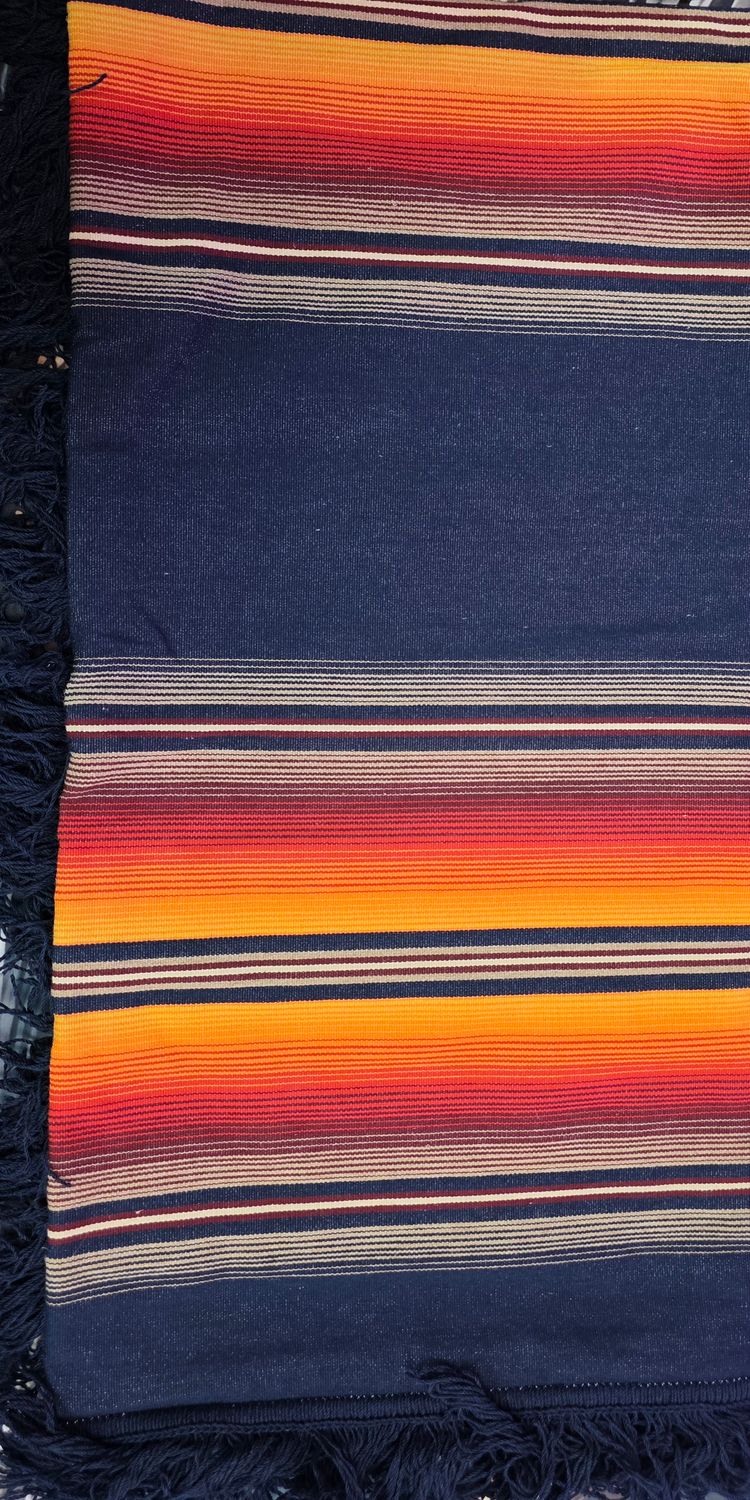 Pendleton - Serape Fringed Shawl - Navy Blue