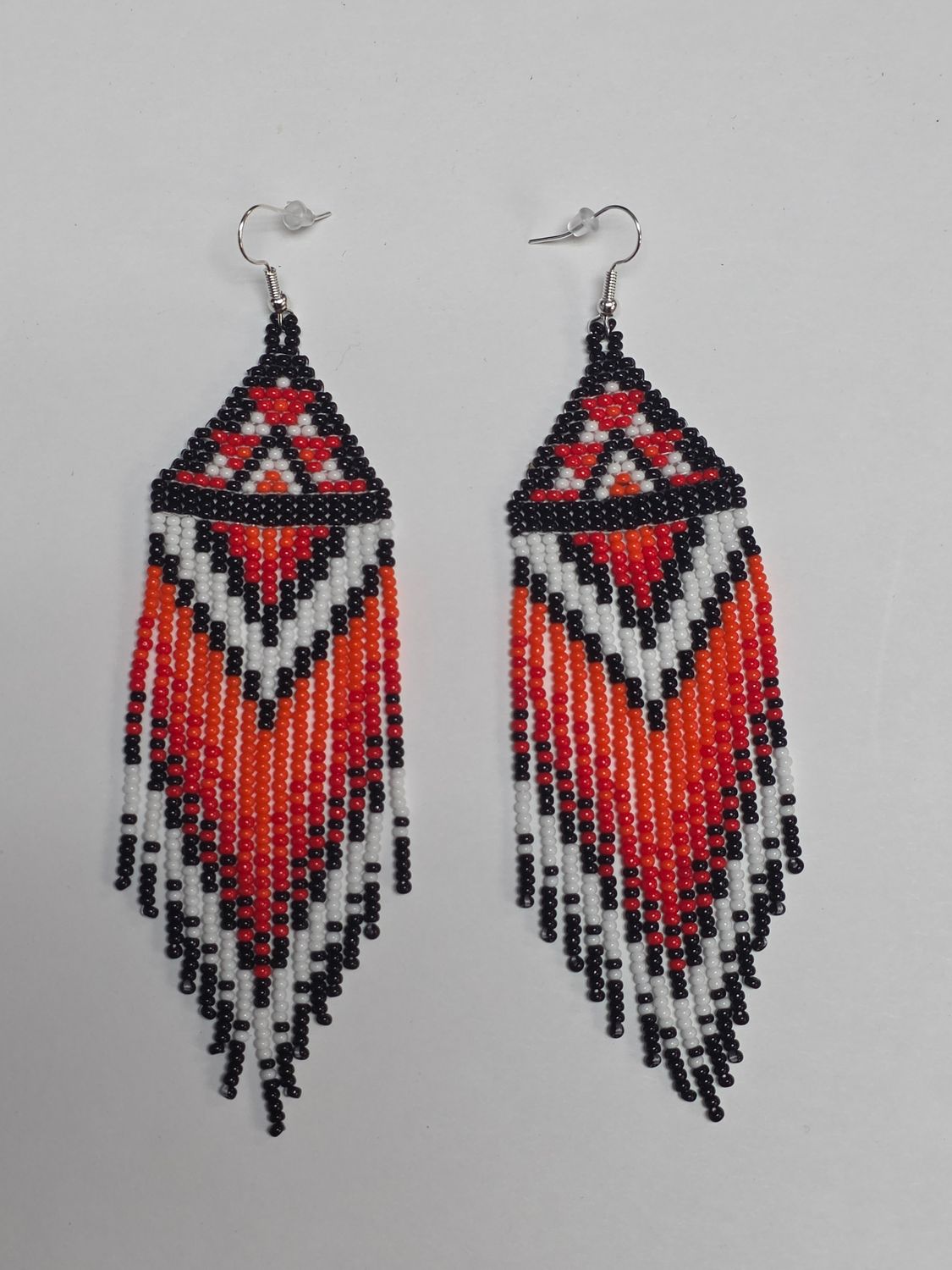 Beaded Tassel Earrings (Red, Orange, Black, White)