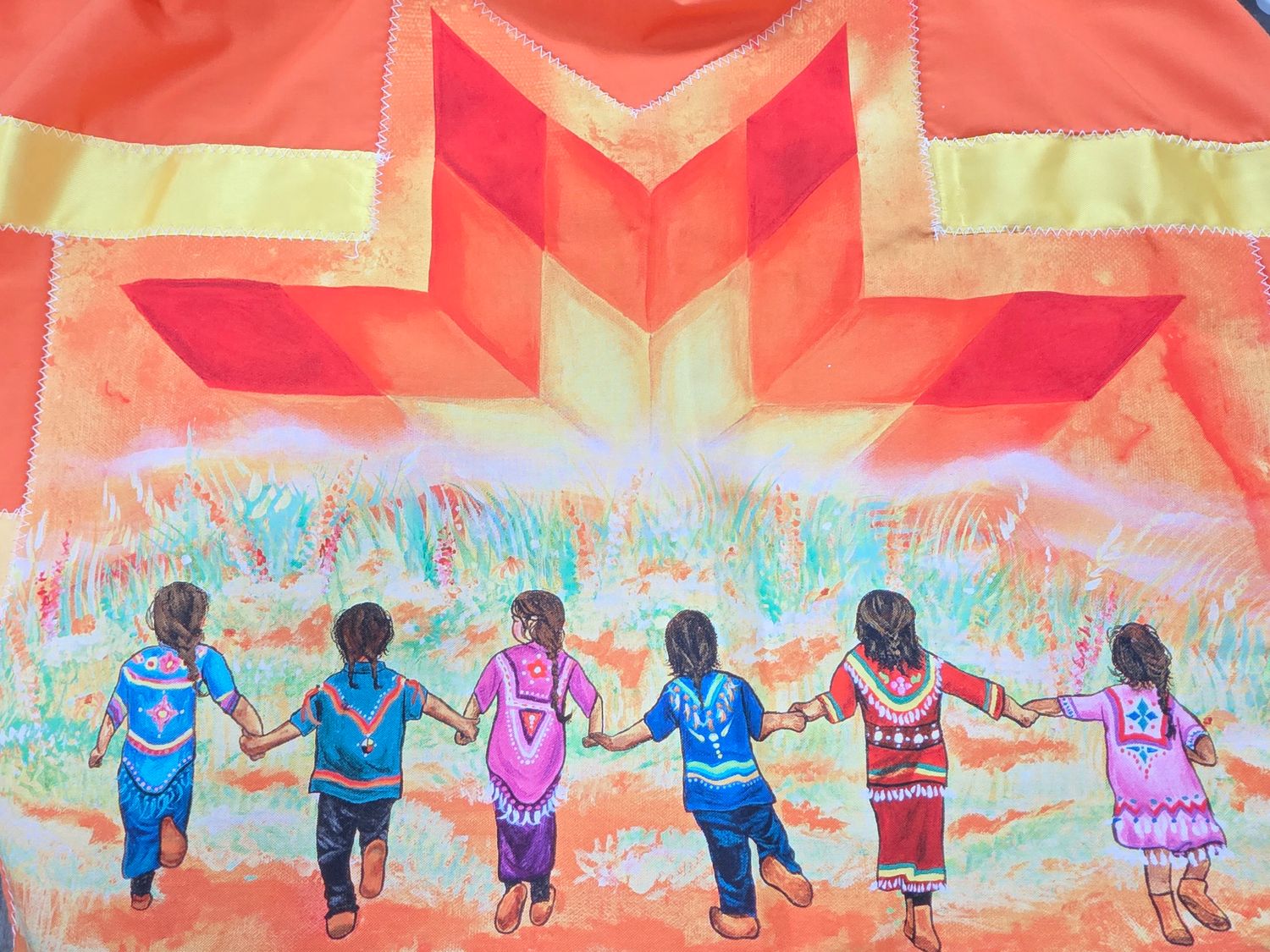 Ribbon Skirt (Half Star and Children Holding Hands)