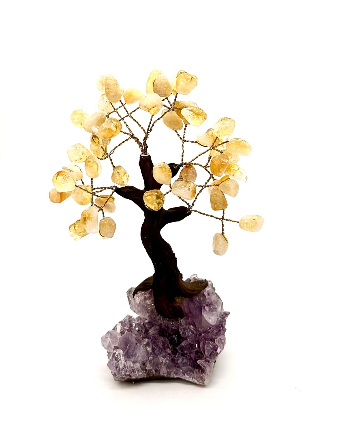 Citrine Gemstone Tree with Amethyst Crystal Base