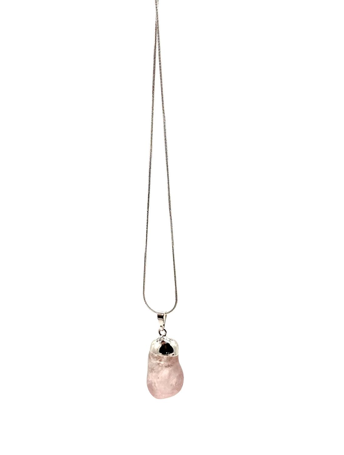 Rose Quartz Pendant with Silver Plated Chain