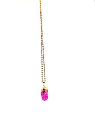 Pink Crackle Quartz Pendant with Necklace