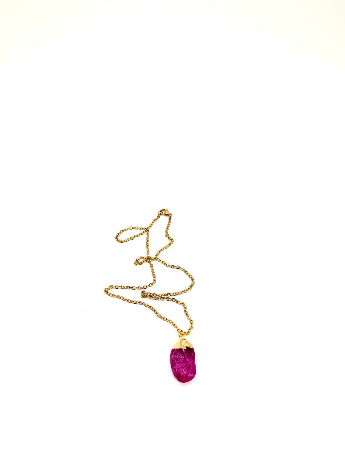 Pink Crackle Quartz Pendant with Necklace