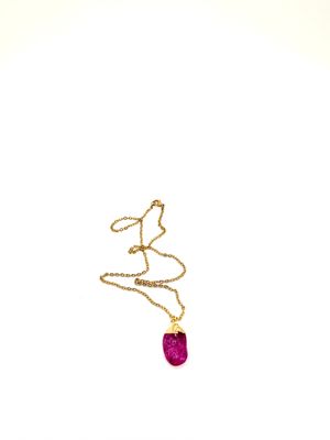Pink Crackle Quartz Pendant with Necklace
