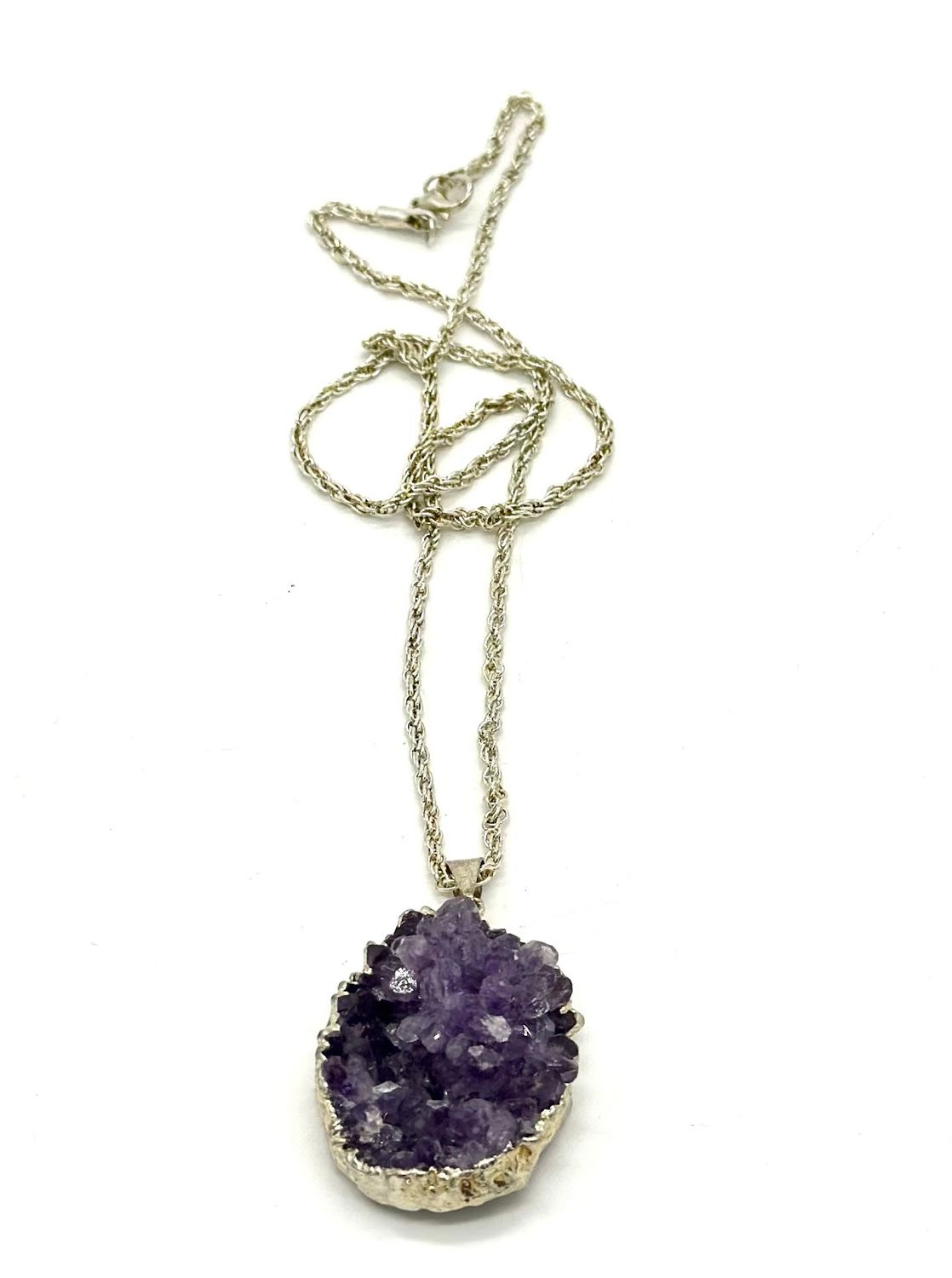 Amethyst Cluster Necklace with 18&quot; Pendant