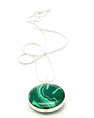 Malachite Pendant with 18&quot; Necklace