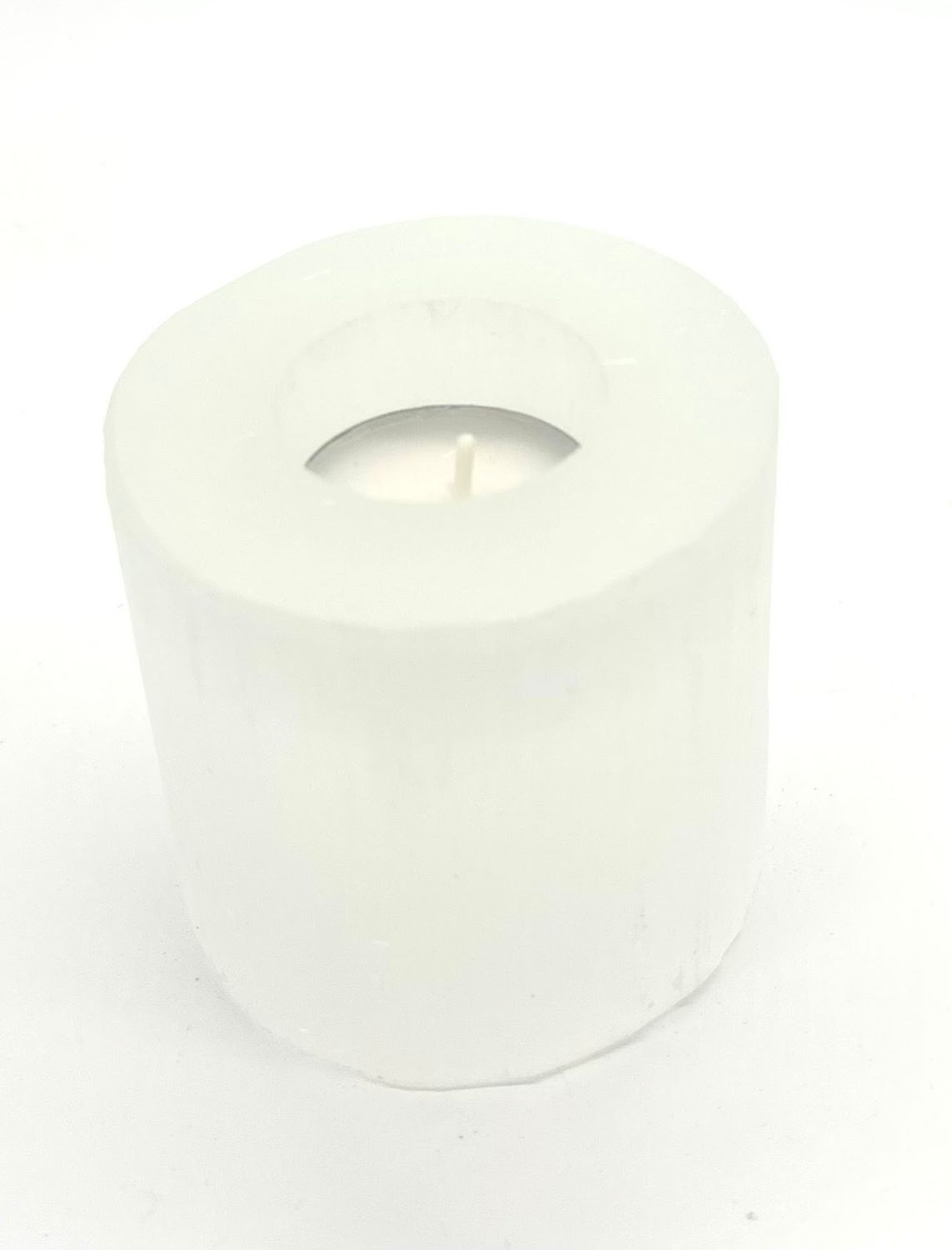 Selenite Cylinder Tealight Candle Holder