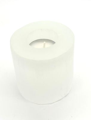 Selenite Cylinder Tealight Candle Holder