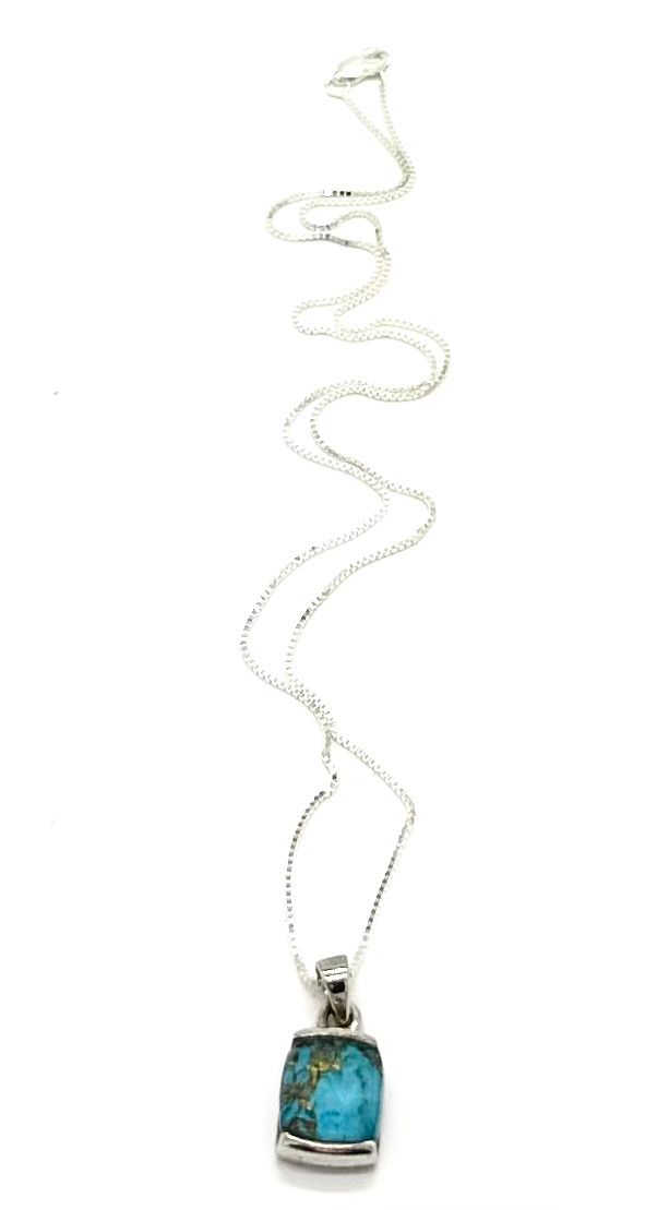 18&quot; 925 Sterling Silver Chain | Turquoise Pendant