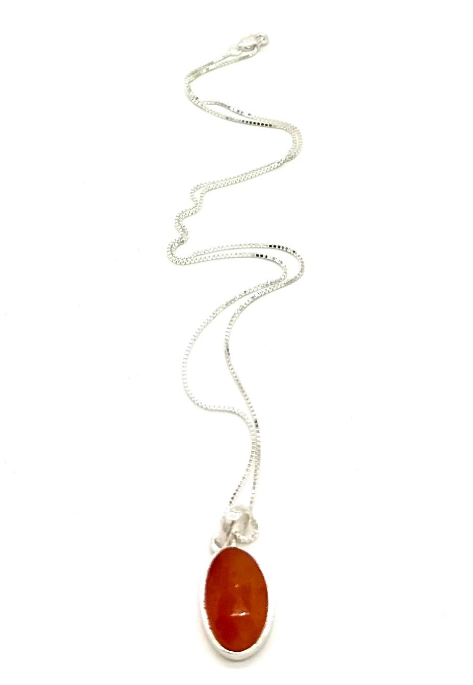925 Sterling Silver | 18&quot; Chain with Carnelian Pendant