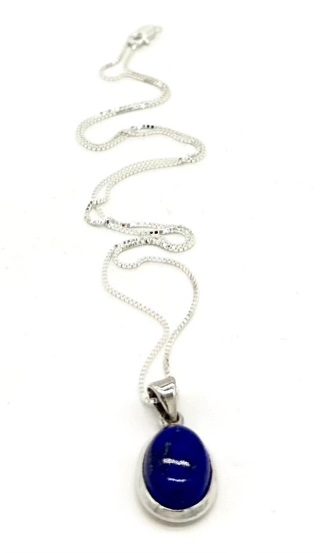 925 Sterling Silver | 18&quot; Chain with Lapis Lazuli Pendant