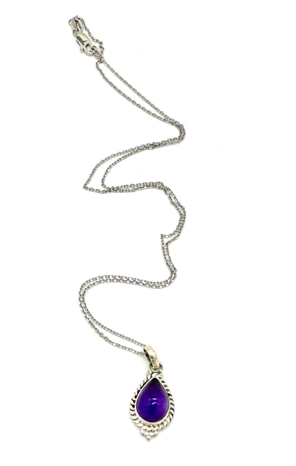 925 Sterling Silver | 18&quot; Chain with Amethyst Pendant