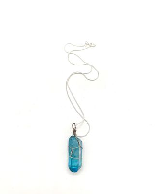 Aqua Aura Crystal with 18" Necklace