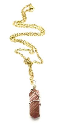 Red Jasper Pendant with Gold Plated 18" Necklace