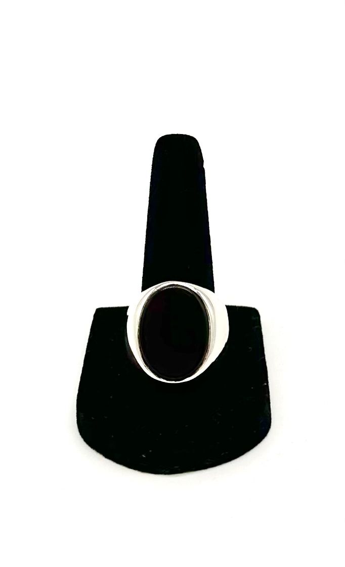 925 Sterling Silver Black Onyx Ring     Size 9