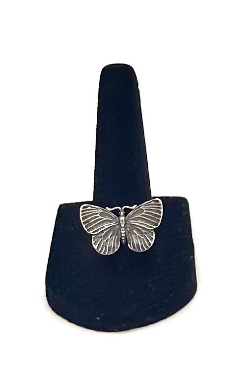 925 Sterling Silver Dimensional Butterfly Ring   Size 8