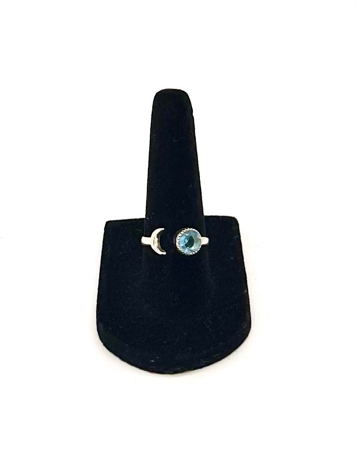 925 Sterling Silver Blue Topaz Adjustable Ring