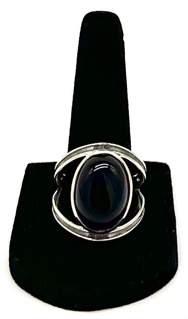 925 Sterling Silver Black Onyx Ring    Size 10