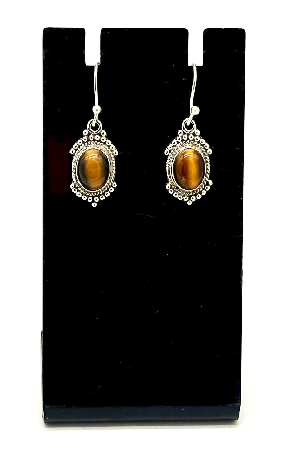 925 Sterling Silver Tiger Eye Earrings