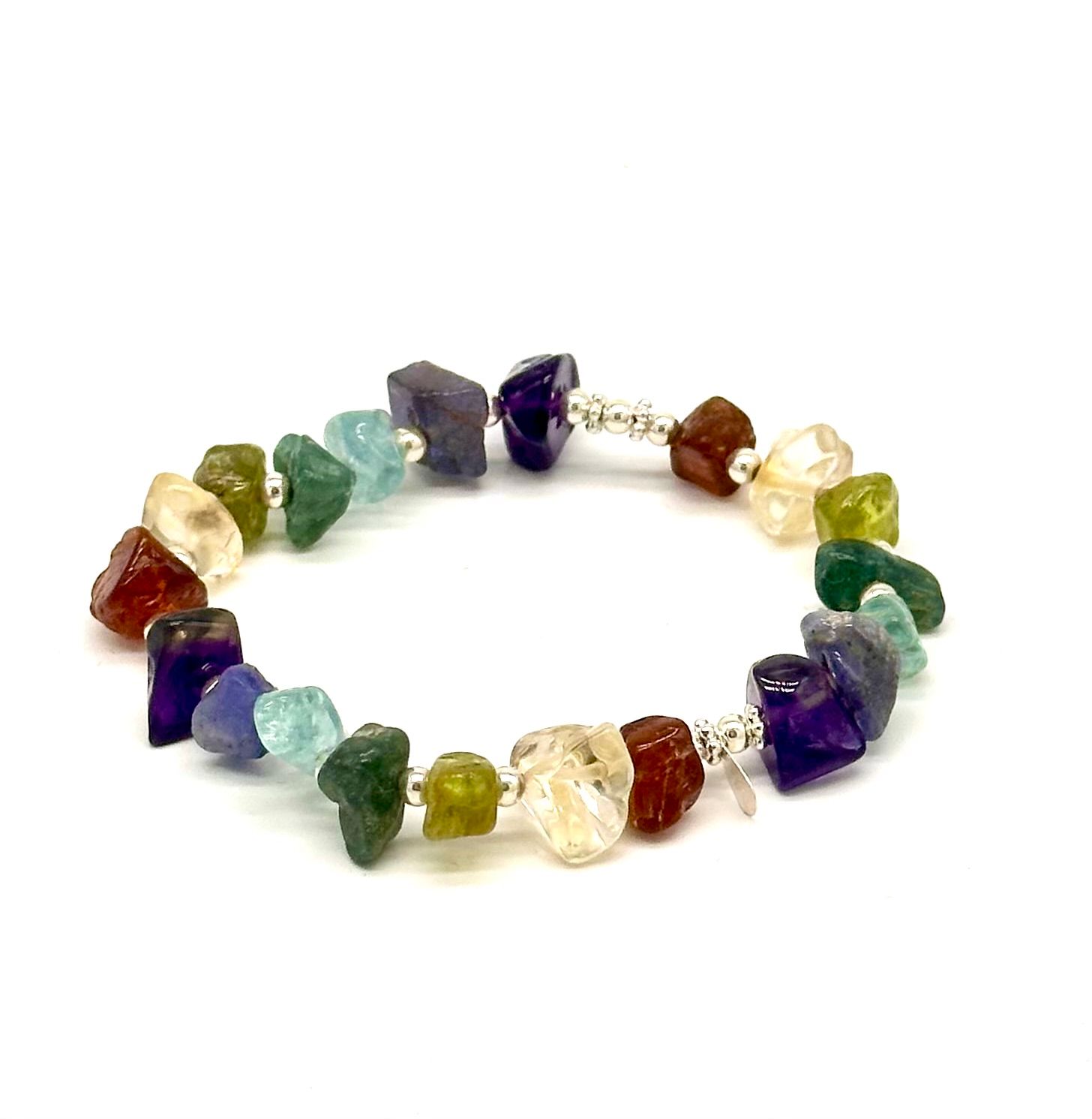 925 Sterling Silver Chakra Gemstone Bracelet