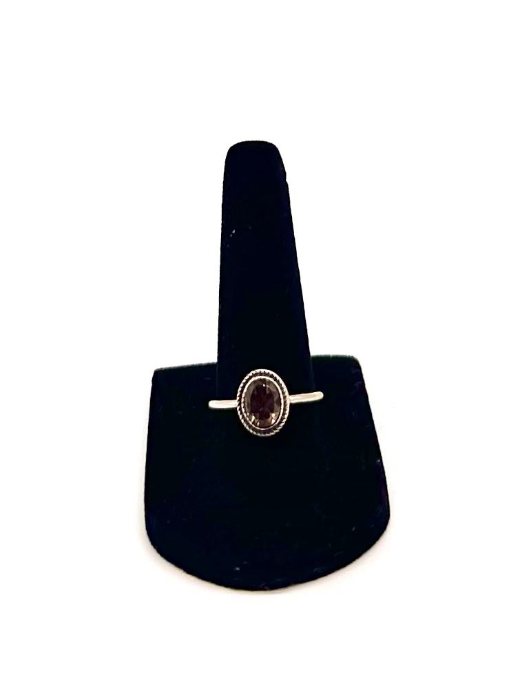925 Sterling Silver Smokey Quartz Crystal Ring Size 7