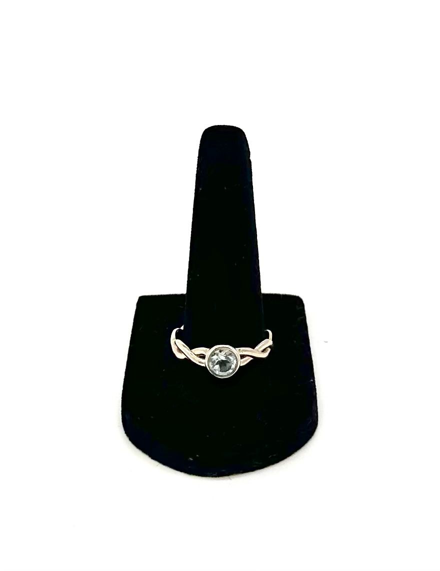 925 Sterling Silver Blue Topaz Twist Ring