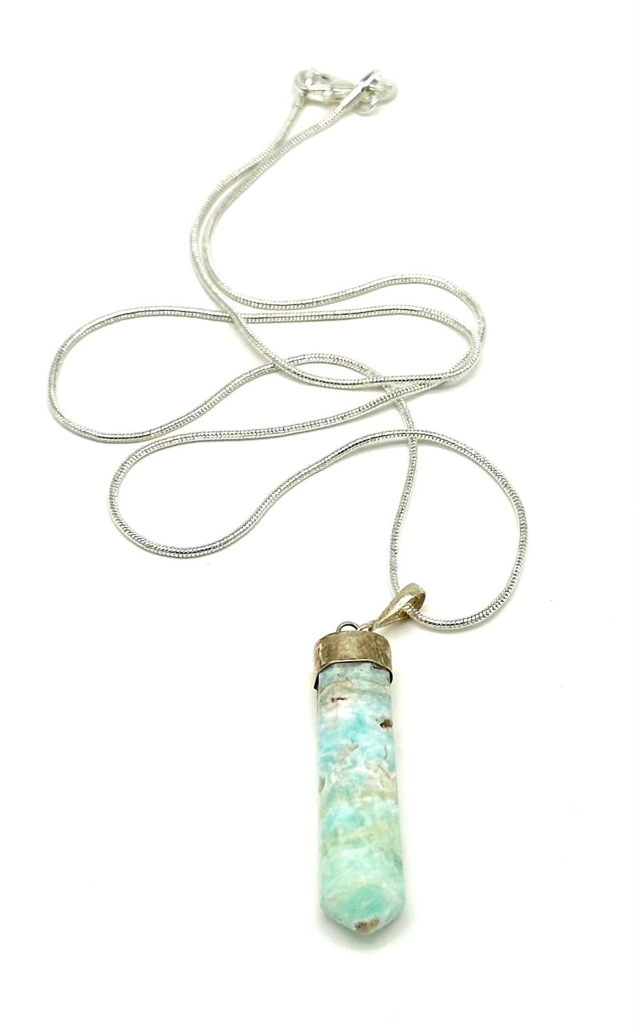 Amazonite Point Pendant w/18" Silver Plated Necklace
