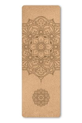 Solar Essence Yoga Mat – 4mm Natural Cork with Exclusive Mandala and Carry Bag for Yoga and Well-being