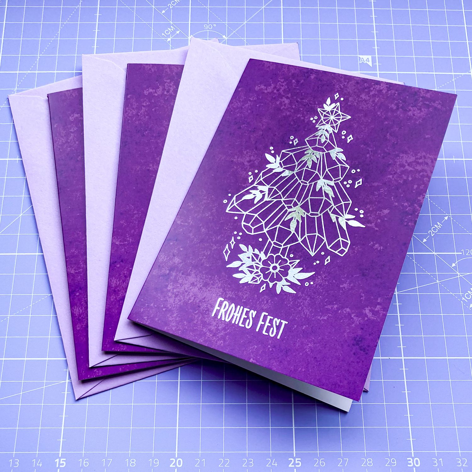 Weihnachtskarte &gt;Amethyst Crystals&lt;, 3er Set