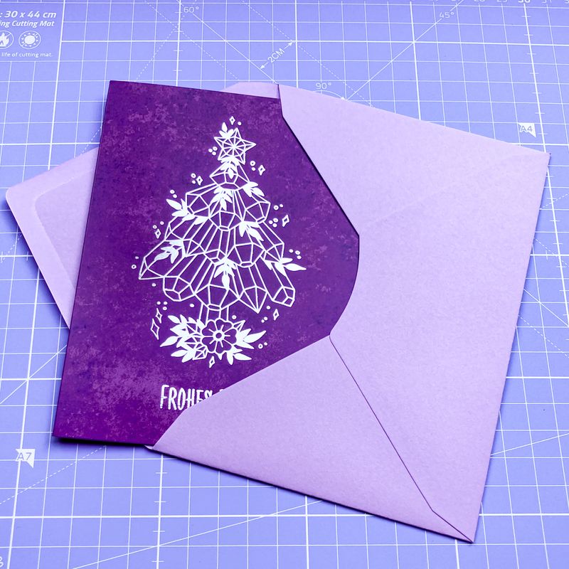 Weihnachtskarte >Amethyst Crystals<, 3er Set