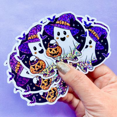 Halloween Gespenst – Glitzer-Sticker